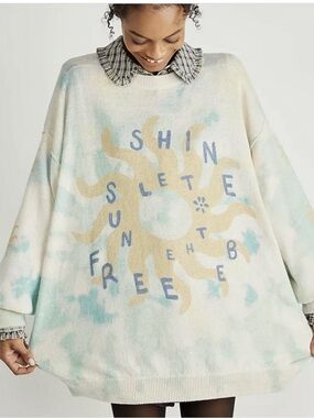 Free People Pastel Tie-Dye Sun Graphic Sweater